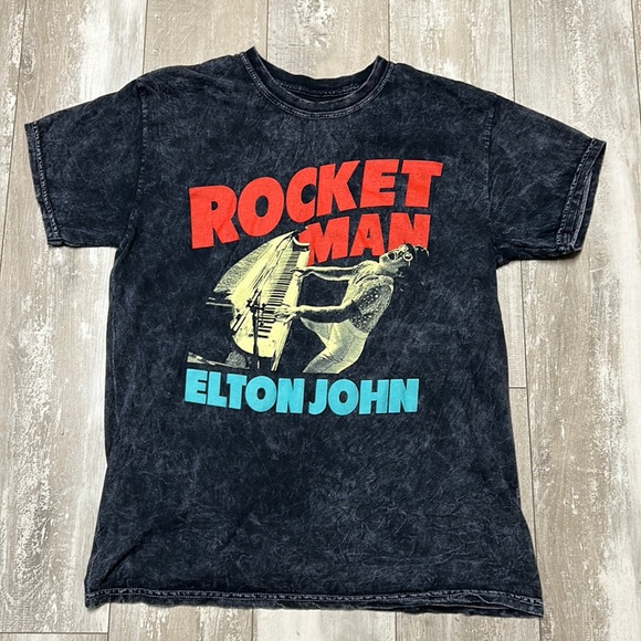 Elton John Rocketman Starry Night Logo T-Shirt – Official Men's Black Tee
